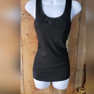 Apt 9 Lace Tank Top S Black